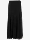 Chloé Maxi Skirt With Sheer Overlay And Flowy Design In Black