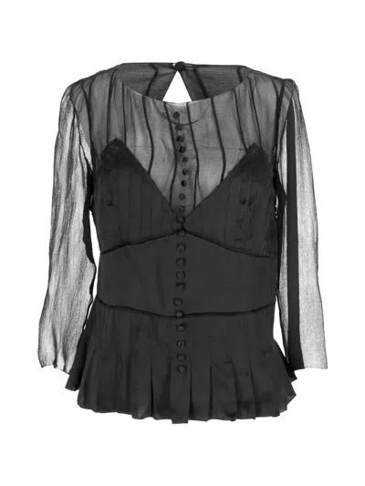 Pre-owned Chloé Long-sleeve Blouse In Black