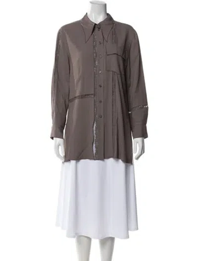 Pre-owned Chloé Long Sleeve Blouse In Gray