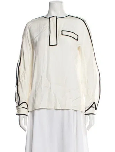 Pre-owned Chloé Long Sleeve Blouse In White
