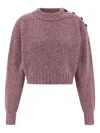 Chloé Cropped Mock-neck Sweater In A Merino Wool Knit In Pink