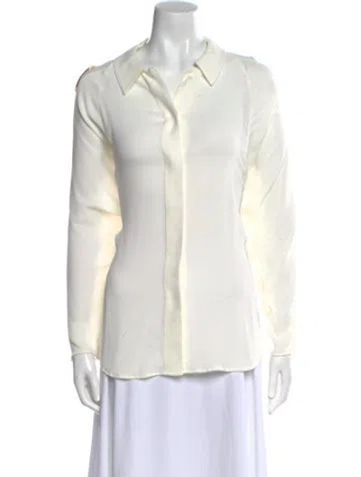 Pre-owned Chloé Long Sleeve Button-up Top In Neutral