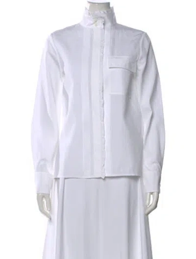 Pre-owned Chloé Long Sleeve Button-up Top In White