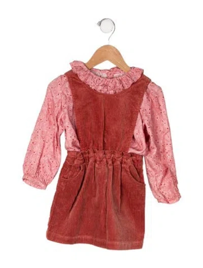 Pre-owned Chloé Babies' Long Sleeve Corduroy Dress In Pink