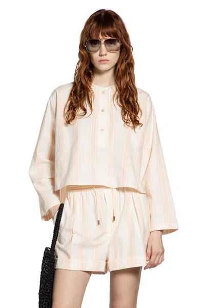 CHLOÉ LONG SLEEVE CROP TOP IN COTTON