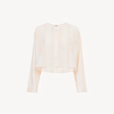 Chloé Long-sleeve Cropped Top In Cotton In Multi