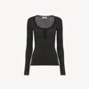 Chloé Top Ajusté À Manches Longues En Maille Lurex Femme Noir Taille Xs 83% Viscose, 17% Polyester Métalli In Black