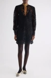 Chloé Long Sleeve Lace Minidress In Black