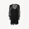 Chloé Women Black Lace Long-sleeved Mini Dress In Black