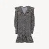 Chloé Dots-print Silk Jacquard Capelet Long-sleeve Mini Dress In Multi