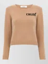 Chloé Wool And Cashmere Blend Sweater With Logo In Pink