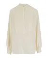 Chloé Silk Shirt With Mandarin Collar In Neutral