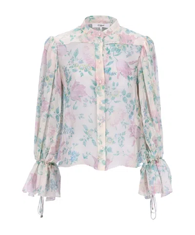 Chloé Long Sleeve Shirt In Beige