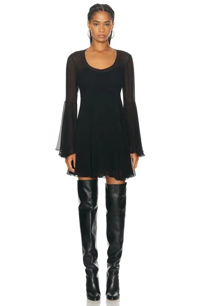 Chloé Long Sleeve Silk Georgette Dress In Black