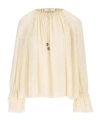 Chloé Cream White Loose Blouse With Drawstring In Nude