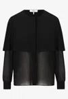 Chloé Blouse Cape En Georgette De Soie Femme Noir Taille 40 100% Soie, Pinctada Maxima, Farmed, Coo Austra In Black