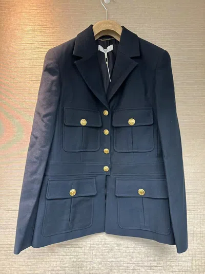 Chloé Long-sleeved Casual Jacket In Blue