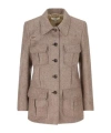 Chloé Pocket-detailed Herringbone Wool Jacket In Nude