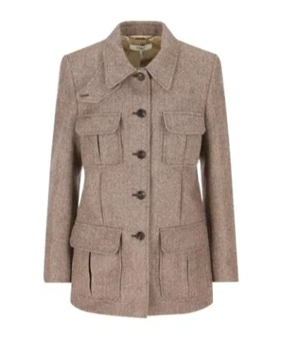 CHLOÉ CHLOÉ COLLARED BUTTON-UP JACKET