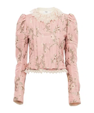 CHLOÉ CHLOÉ TAFFETA JACQUARD FITTED JACKET