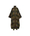 Chloé Oversized Leather-trimmed Checked Wool-blend Flannel Coat In Black