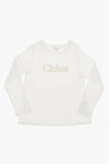 CHLOÉ LONG SLEEVED CREW-NECK T-SHIRT WITH EMBOSSED LOGO