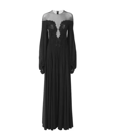 Chloé Long-sleeved Decorated Evening Dress In Black