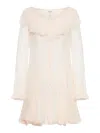 Chloé Flared Mini Dress With Ruffles In Neutral