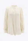 Shop Chloé Long-sleeved Gathered Blouse In Cream