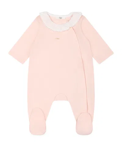Chloé Long-sleeved Jumpsuit And Bib Set In Pink