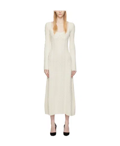Chloé Cable-knit Wool And Cashmere Midi Dress In White
