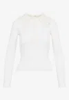 Chloé Fitted Wool Sweater With Lace Collar In White