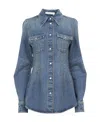 Chloé Long-sleeved Lapel Denim Coat In Blue