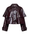 Chloé Chloe Jacket With Cape In Mahogany Leather Women In Black