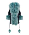 Chloé Chloe Shearling-embellished Leather Jacket In Blue