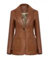 Chloé Structured Leather Blazer Notched Lapel In Brown