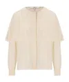Chloé Silk Shirt With Flowing Cape Overlay In Nude