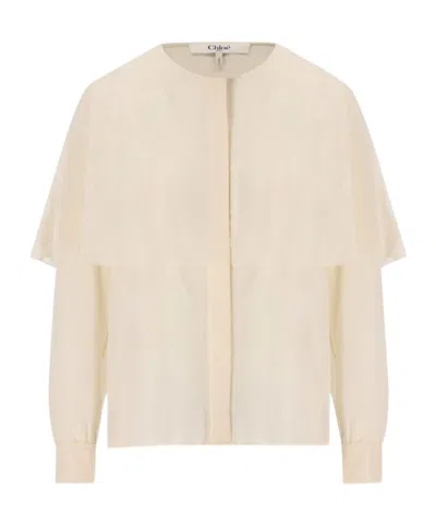 CHLOÉ CHLOÉ CREWNECK STRAIGHT HEM LONG-SLEEVED SHIRT