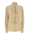 Chloé Silk Long-sleeved Ruffled Blouse In Nude