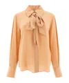 Chloé Striped Silk-satin Jacquard Blouse In Nude