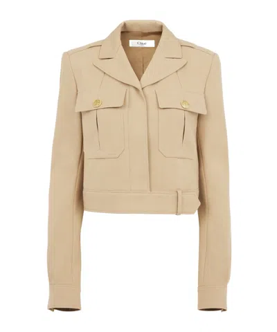 Chloé Long-sleeved Short Jacket In Nude
