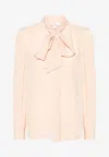 Chloé Scarf-neck Silk Georgette Blouse In Pink
