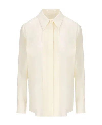 Chloé Long-sleeved Silk Crêpe Blouse In White