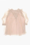 CHLOÉ LONG SLEEVED SILK DRESS WITH RUFFLES