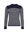 Chloé Pull Marinière En Maille De Laine Et Cachemire Femme Bleu Taille L 92% Laine, 8% Cachemire In Black