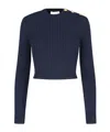 Chloé Embellished Cable-knit Cotton Sweater In Black
