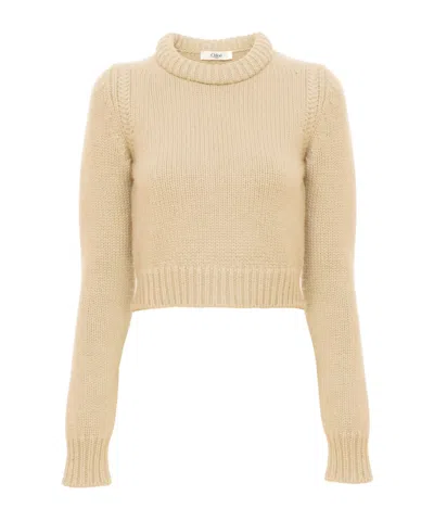 CHLOÉ CHLOÉ CREWNECK CROPPED KNITTED SWEATER