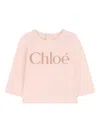 Chloé Long-sleeved T-shirt With Logo Chloe In Pink