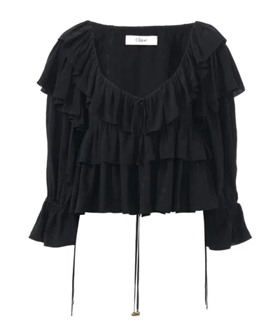 Chloé Long-sleeved Top In Black