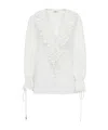 Chloé Chloe Broderie Anglaise Ruffled Cotton Blouse
